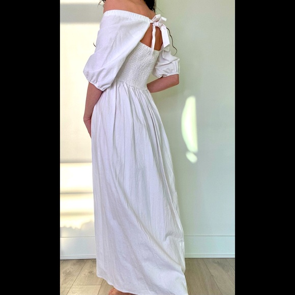 New Peasant milkmaid princess poet puff sleeve thick 100% cotton maxi dress. - Picture 11 of 14